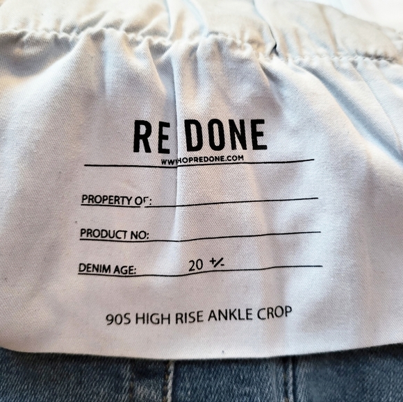 RE/DONE 90s high rise ankle crop in indigo storm NWT - Picture 4 of 8